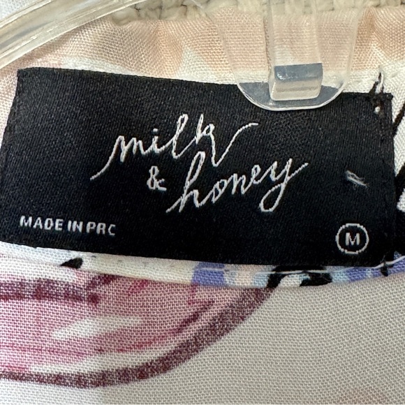 Milk & Honey Eye Print Button Down Blouse M - Picture 3 of 5